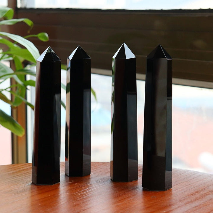 Majestic Black Obsidian Stone Tower for Spiritual Growth - Light Of Twelve