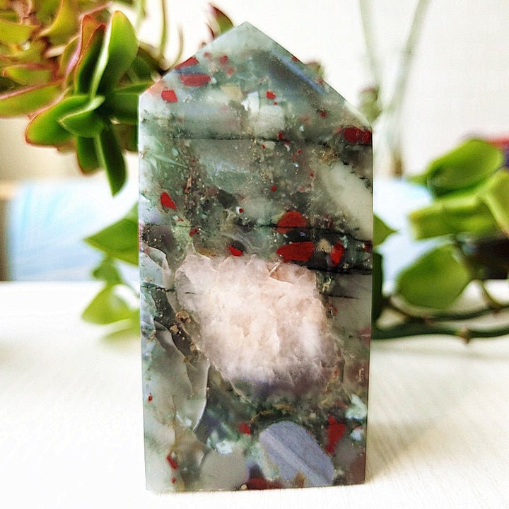Majestic Bloodstone Crystal Towers for Strength & Well-being - Light Of Twelve