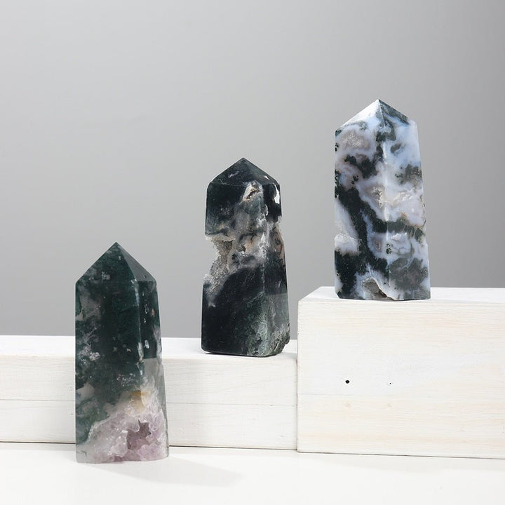 Moss Agate Crystal Tower - Light Of Twelve