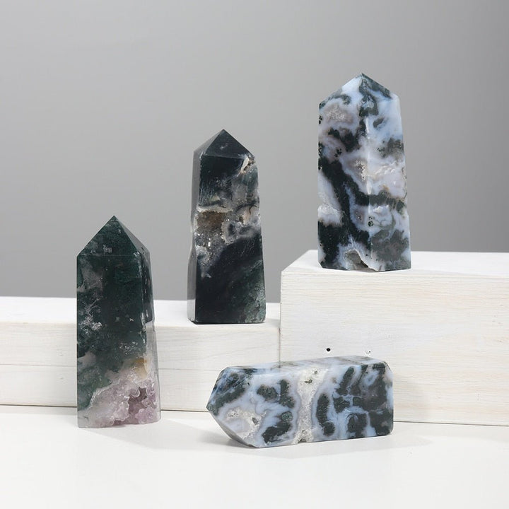 Moss Agate Crystal Tower - Light Of Twelve