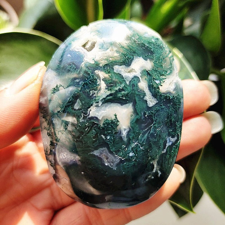 Moss Agate Druzy Palm Stones - Light Of Twelve