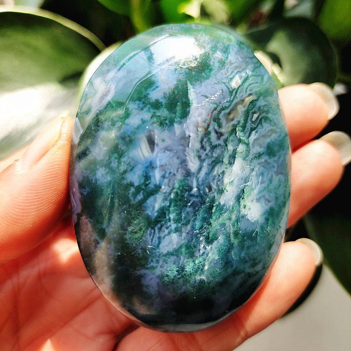 Moss Agate Druzy Palm Stones - Light Of Twelve