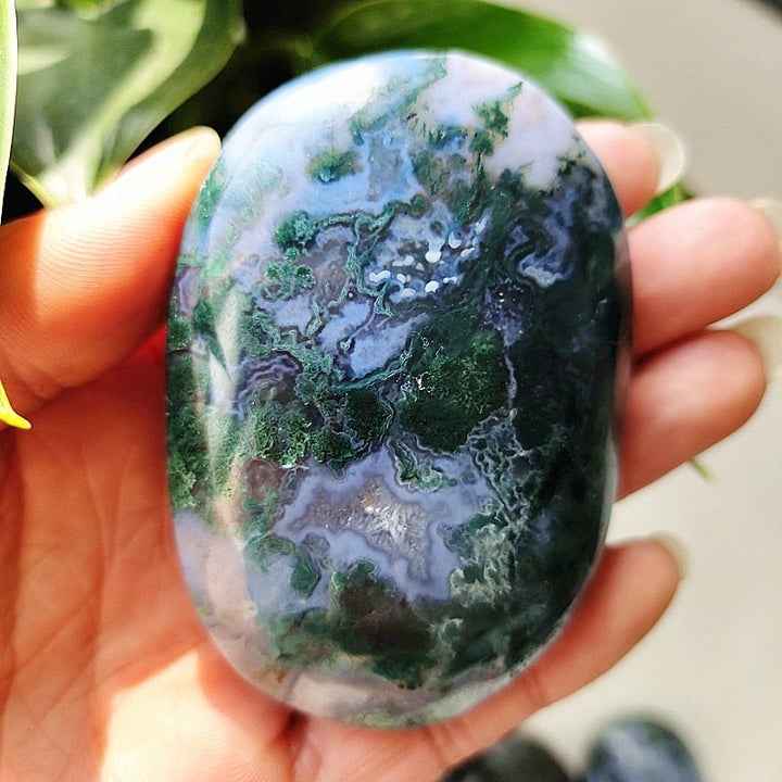 Moss Agate Druzy Palm Stones - Light Of Twelve