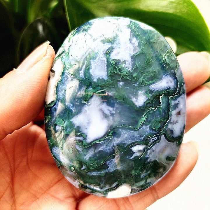 Moss Agate Druzy Palm Stones - Light Of Twelve