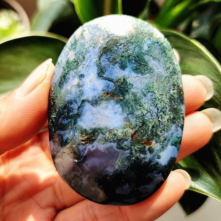 Moss Agate Druzy Palm Stones - Light Of Twelve