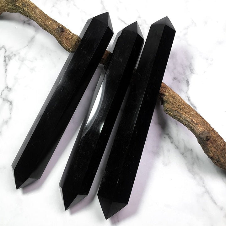Powerful Large Double Terminated Black Obsidian Wands - Light Of Twelve