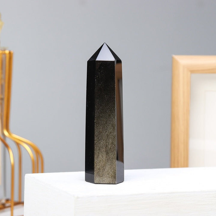 Radiant Small Gold Sheen Obsidian Point for Inner Reflection - Light Of Twelve